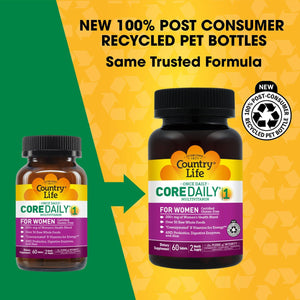 Country Life Women’S Core 1 Daily Multivitamin with Iron, Cranberry, Probiotics, and Digestive Enzymes-Certified Gluten-Free Formula for Energy, Immune Support and Complete Digestive Health,60 Tablets