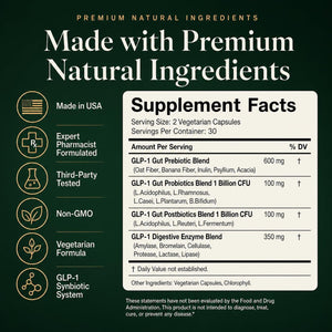 GLP-1 Support Supplement for Nausea, Bloating & Gut Health – Synbiotic Pre, Pro & Postbiotic for Women & Men, GLP-1 Users – Pharmacist Formulated, 20-In-1 (60 Capsules)
