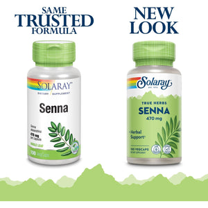 Solaray Senna Leaf Capsules for Men & Women - Natural Senna Supplement for Adults, Herbal Supplement for Support, 470 Mg per Serving, Non GMO, Vegan - 100 Ct Veg Caps