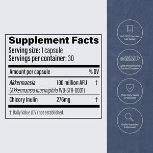 Pendulum Akkermansia Probiotic with Prebiotic Fiber - Increases GLP-1 Production, Delayed Release, Third-Party Tested, 100M AFU Live Strain for Gut Health for Men & Women (30 Capsules, 1-Pack)