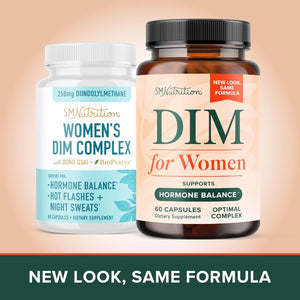 DIM Supplement for Women 250 Mg | Estrogen & Hormone Balance | Menopause, Hot Flashes & Night Sweats Support | DIM Complex Estrogen Supplement for Women | with Bioperine | Gluten-Free | 60 Ct