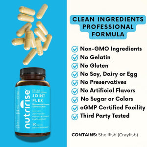 Nutririse Glucosamine Chondroitin Quercetin & MSM with Turmeric Curcumin 2100Mg Triple Strength Joint Support Supplement for Women & Men with Boswellia & Bromelain, Gluten Free, Non GMO, 90 Count