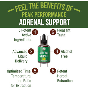 Peak Performance Adrenal Support Supplements to Restore Energy from Adrenal Fatigue. Liquid Drops Complex for Women and Men. Supports Healthy Cortisol Management. Supplement with Adaptogens