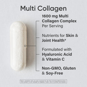 Sports Research® Multi Collagen Pills for Women & Men - Collagen Peptides (Type I, II, III, V, X) Enhanced with Hyaluronic Acid & Vitamin C - Gluten Free · Non-Gmo - 90 Capsules