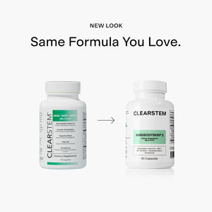 CLEARSTEM - MINDBODYSKIN Hormonal Acne Supplement (No 5-HTP) - Natural DIM Supplement - Skin Care Vitamins - Hormone Balance, Antioxidants - Gluten Free, Cruelty Free - 30 Servings, 90 Capsules