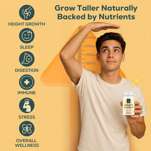 25-In 1 Bone Strength Supplement - for Natural Growth, Digestion and Stress - High Absorption - Calcium, Magnesium, Zinc, Ashwaganda and Multivitamins for Age 12+ | 60 Caps