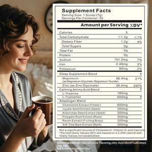 Magnesium Hot Cocoa – Melatonin-Free Natural Sleep Aid Hot Chocolate for Adults with Reishi Mushroom, L-Theanine & Zinc Glycinate – Relaxation & Restful Sleep Support Mushroom Coffee, 30 Servings