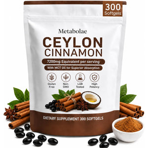 Metabolae Ceylon Cinnamon,7200 Mg Equivalent per Serving, Gluten Free, Non-Gmo, 300 Softgels