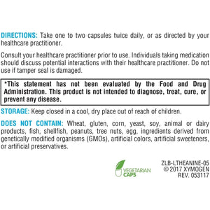 XYMOGEN L-Theanine - 400 Mg as Suntheanine - Relaxation, Focus & Stress Support - Amino Acid Supplement - Non-Drowsy - Vegetarian, Non-Gmo & Gluten Free - 60 Capsules