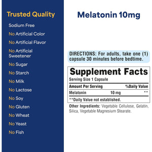 Puritan'S Pride Premium Super Strength Melatonin 10Mg Sleep Aid, Dietary Supplement for Sound, Restful, and Longer Sleep Support, 4 Month Supply, 120 Rapid Release Capsules (Packaging May Vary)