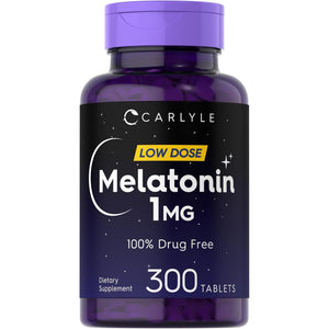 Carlyle Melatonin 1 Mg | 300 Low Dose Tablets | Drug Free Aid | Vegetarian, Non-Gmo, Gluten Free