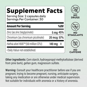 Weight Management Probiotics for Women and Men Clinically Shown to Curb Cravings with Hafnia Alvei HA4597, Chromium & Zinc - 60 Capsules, 30-Day Supply