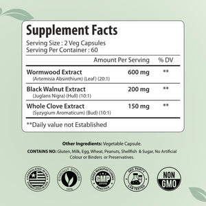 Wormwood Complex with Black Walnut & Clove, 3-In-1 Herbal Blend, Sweet Wormwood Extract Capsules, 120 Vegan Capsules, 2 Month Supply, Non-Gmo & Gluten Free Supplement