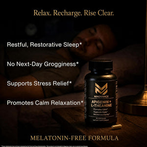 Apigenin 100Mg with L-Theanine 200Mg Supplement Capsules for Sleep Support, Relaxation, Clarity & Calm | Melatonin Free | 60 Vegan Capsules