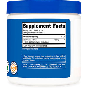 Nutricost Beta Glucan Powder 100 Grams - 1,3/1,6 - Non GMO