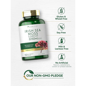 Carlyle Irish Sea Moss Capsules | 150 Count | Complex Formula with Bladderwrack & Burdock Root | Non-Gmo & Gluten Free