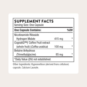 THORNE - Brain Factors - Brain Health Supplement with Nicotinamide Riboside, Coffee Fruit Extract & Betaine Anhydrous - Supports Learning, Memory & Cognition* - Third-Party Certified - 30 Capsules