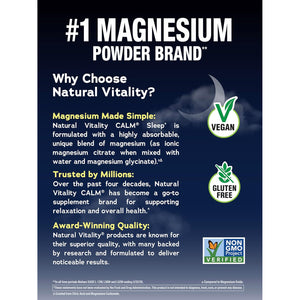 Natural Vitality Calm Sleep Melatonin and Magnesium 16Oz Powder | with L-Theanine and GABA | Mixed Berry Flavred Drink Mix | Non-Gmo & Vegan Supplement