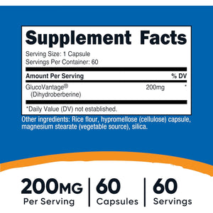 Nutricost Dihydroberberine Capsules (200Mg, 60 Capsules) - More Bioavailable Metabolite of Berberine