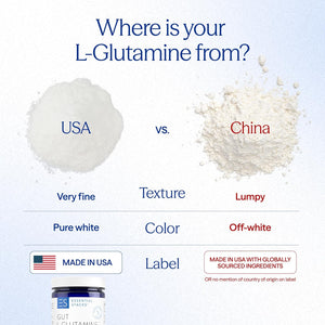 Essential Stacks Gut L-Glutamine Powder - Exclusively Made in USA - Pure L Glutamine Powder for Gut Health (60 Servings, Unflavored)