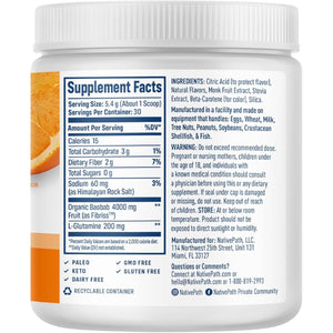 Nativepath Organic Baobab Prebiotic Fiber Powder - Digestive Health Supplement - Natural Orange Flavor, 30 Servings