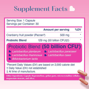 LOVEBUG Probiotics for Women with Pancran – Multi-Strain Probiotic Supporting UTI, BV, Odor & PH Balance - Vaginal Probiotics for Womens Intimate Flora & Digestive Health - 30 Capsules