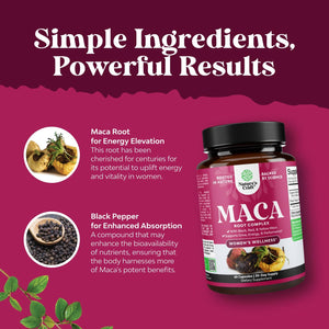 Maca Root Capsules for Women - Potent Herbal Supplement with Female Enhancing Blend of Red Yellow & Black Maca Root - Non-Gmo Certified Vegan and Gluten-Free with No Artificial Colors - 60 Count