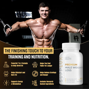 Premium Male Weight Loss - Fat Burner for Men - Supports Healthy Pathways Associated with GLP-1 Activity - Appetite Suppressant, Energy Booster, Helps Sustain Muscle - 60 Unisex Capsules