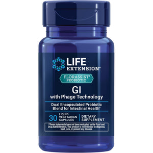 Life Extension FLORASSIST® Probiotic GI with Phage Technology, Digestive Health Supplement, Microbiome Balance, Gut Health, Gluten Free, Vegetarian, 30 Capsules