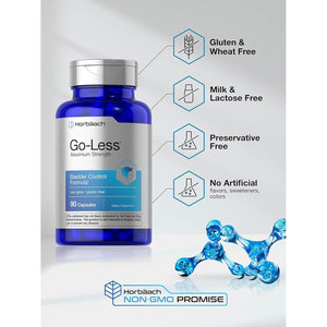 Horbäach Go Less Bladder Control Supplement | 90 Capsules | Maximum Strength Pills for Women and Men | Non-Gmo & Gluten Free Formula