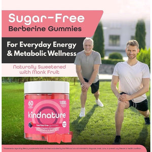 Kindnature Berberine Gummies 1000Mg with Ceylon Cinnamon & Resveratrol – 6-In-1 Blood Sugar Support Supplement – Metabolism & Weight Wellness – Sugar-Free, Vegan, Non-Gmo