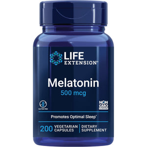 Life Extension Melatonin, 500 Mcg – Gently Promotes Sleep, Low Dose, Value Size – Non-Gmo, Gluten-Free, Vegetarian – 200 Capsules