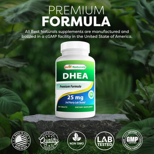 Best Naturals Dhea 25Mg Supplement 240 Tablets - Supports Balanced Hormone Levels for Men & Women - Promotes Healthy Aging - USA Manufactured