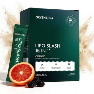 Oxyenergy LIPO Slash 16-In-1 Natural Weight Loss Supplement for Women and Men, Supports Gut Health, GLP-1 Activate & Weight Management, Vegan, Gluten-Free, Non-Gmo, 30 Packets, Orange Flavor