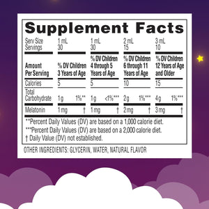 Zarbee'S Kids Melatonin Sleep Supplement Liquid, 1Mg Melatonin, Drug-Free & Effective, Easy to Take Natural Berry Flavor for Kids Ages 3 and Up, 1 Fl Oz Bottle