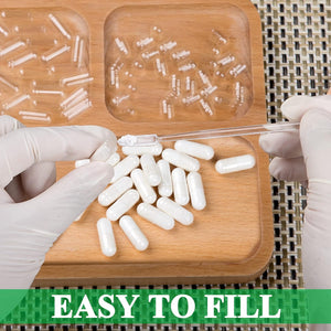 Wananfu Size 4 Empty Capsules Vegetarian (100 Count) Bundle with 2 Micro Lab Spoons, Clear Fillable Veggie Pill Capsules Size 4 for Making Your Own Supplements