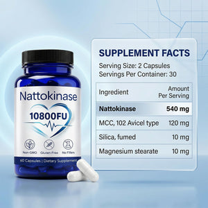 Ultimate Nattokinase Supplement 10800 FU – High Dose Nattokinase Capsules, Natural Support Heart Health, Vegan, Gluten Free, 60 Capsules