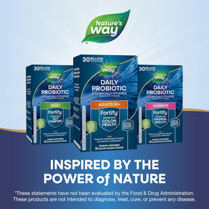 Nature'S Way Fortify 50+ Daily Probiotic for Men & Women, 30 Billion Live Cultures, Colon, Digestive, and Immune Health Support* Supplement, 30 Capsules
