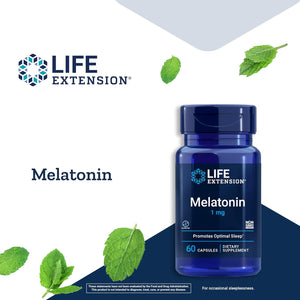 Life Extension Melatonin 1 Mg - for Restful Night, Hormone Balance, and Immune Health - Immediate Release - Gluten-Free, Non-Gmo - 60 Capsules