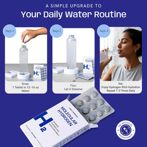 H2 Molecular Hydrogen Water Tablets with Magnesium | 12PPM Hydrogen Tablets for Drinking Water | Unflavored Dietary Supplement | Gluten, Sugar & Soy Free | Made in the USA | 30 Tabs | Only Human