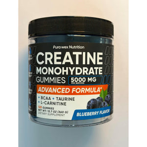 Creatine Monohydrate Gummies 5000Mg Complex for Men & Women - Pre Workout Creatine Chews for Muscle Growth, Strength & Energy, Sugar Free, Vegan, Blueberry Flavor - 120 Count