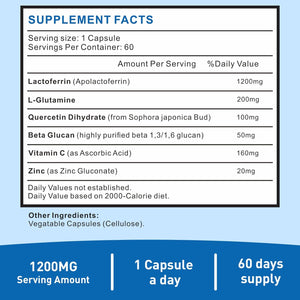Lactoferrin Supplement 1200Mg for Healthy Immune Support-Gluten-Free, Vegetarian - 60 Softgels