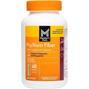 Member'S Mark 100% Natural Psyllium Husk Fiber Capsules, Digestive Health, 400 Count (Pack of 1)