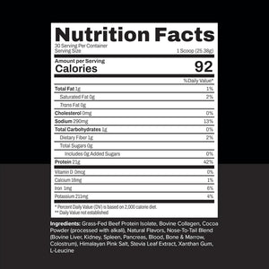 Noble All-In-One Chocolate Protein Powder, 21G Grass-Fed Beef Protein & Collagen, Colostrum & Organ Blend, Whey-Free, Seed Oil-Free, Zero-Carb, 30 Servings (1.75Lbs)