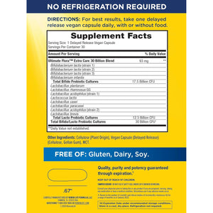 Renew Life Extra Care Digestive Probiotic Capsules, Daily Supplement Supports Immune, Digestive and Respiratory Health, L. Rhamnosus GG, Dairy, Soy and Gluten-Free, 30 Billion CFU, 30 Count