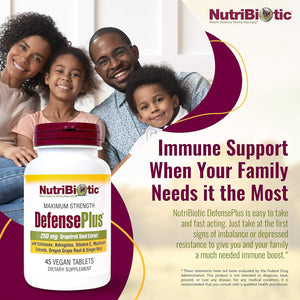 Nutribiotic – Defenseplus, 45 Tablets | 11 in 1 Immune Support with Vitamin C, Zinc, Grapefruit Seed Extract, Echinacea, Astragalus Root & Immune Boosting Extracts & Mushrooms | Vegan & Gluten Free