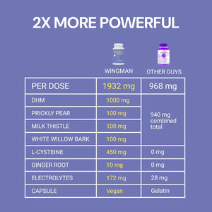 Blowfish Wingman | Supplement with DHM + L-Cysteine + Electrolytes | Feel Better after Drinking | Pre-Alcohol Liver Support & Hydration