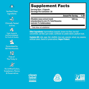 HUM Big Chill Rhodiola Rosea Supplement, Adaptogenic Herbal Calm Supplement, Support for Focus, Calming and Adrenal Health Balance with 500Mg Rhodiola Rosea Extract, Gluten Free, 30 Vegan Capsules