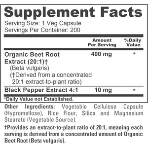 Nusapure Organic Beet Root, 400 Mg, 200 Veg Capsules (Vegan, Non-Gmo)