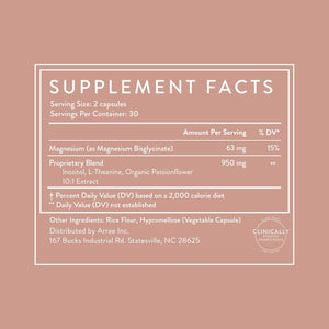 Arrae Calm Cortisol Manager - 60 Stress & Panic Relief Capsules - Mood Support Supplement W/L-Theanine, Inositol, Passionflower, & Magnesium to Help You Feel Zen